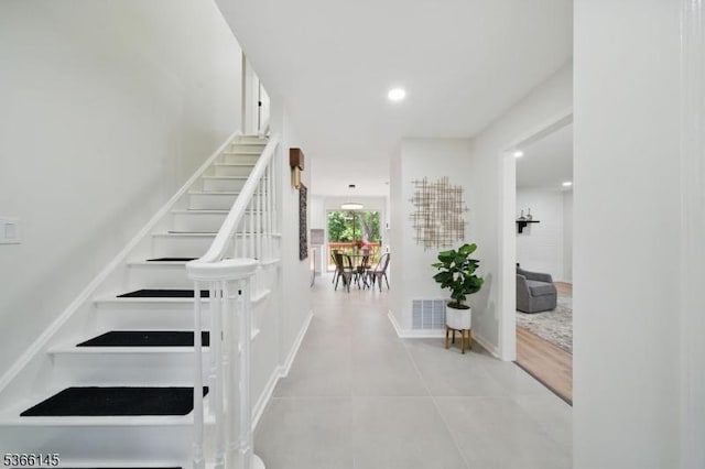 463 Garretson Rd, Bridgewater Twp, NJ 08807 - staircase featuring recessed lighting and tile patterned flooring