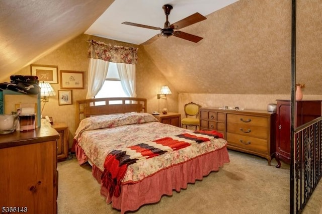 26 Mitchell St, Belleville Twp, NJ 07109 - bedroom featuring light colored carpet, lofted ceiling, and ceiling fan
