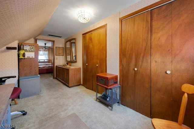 26 Mitchell St, Belleville Twp, NJ 07109 - office space with light carpet, lofted ceiling, and wallpapered walls