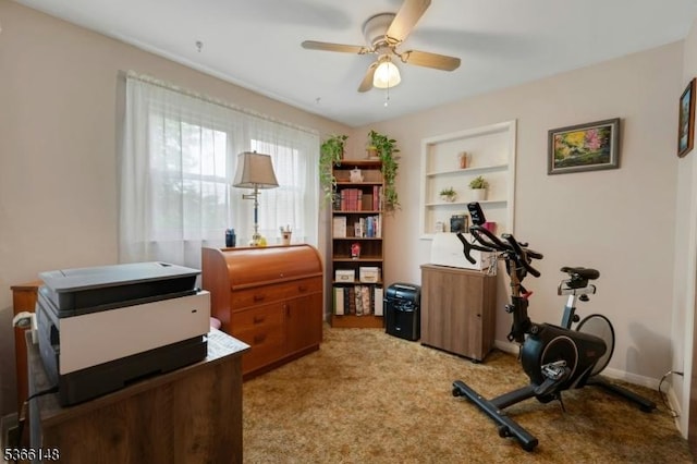 26 Mitchell St, Belleville Twp, NJ 07109 - workout area featuring ceiling fan and built in shelves