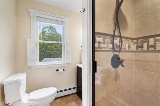 52 E Ave, Washington Twp, NJ 07840 - full bath with a baseboard heating unit, a tile shower, and vanity