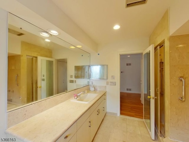 204 Crestwood Dr, South Orange Village Twp, NJ 07079 - full bathroom featuring vanity, a stall shower, recessed lighting, and tile patterned floors