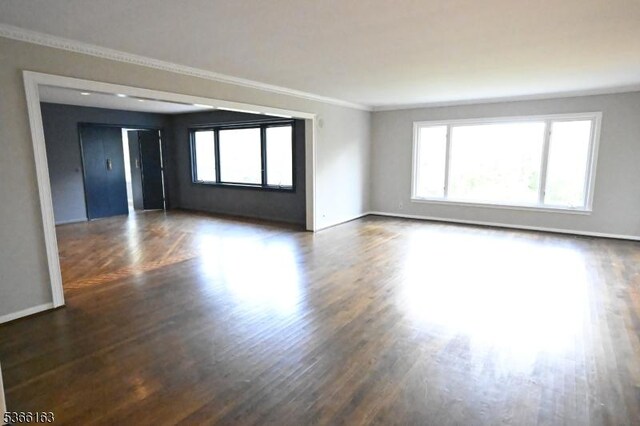 204 Crestwood Dr, South Orange Village Twp, NJ 07079 - unfurnished room with plenty of natural light, dark wood-style floors, and ornamental molding
