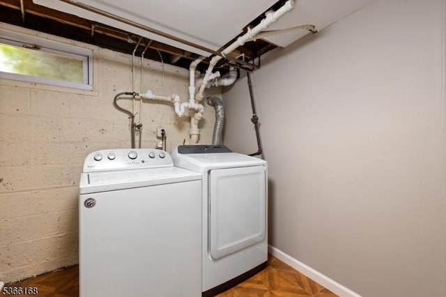3 Casey Ave, East Hanover Twp, NJ 07936 - laundry area featuring separate washer and dryer and concrete block wall