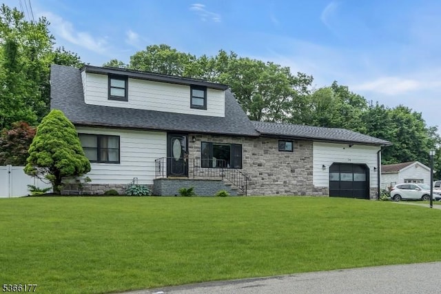 24 Roxbury Dr, Roxbury Twp, NJ 07847 - view of front of house featuring an attached garage, stone siding, and a shingled roof