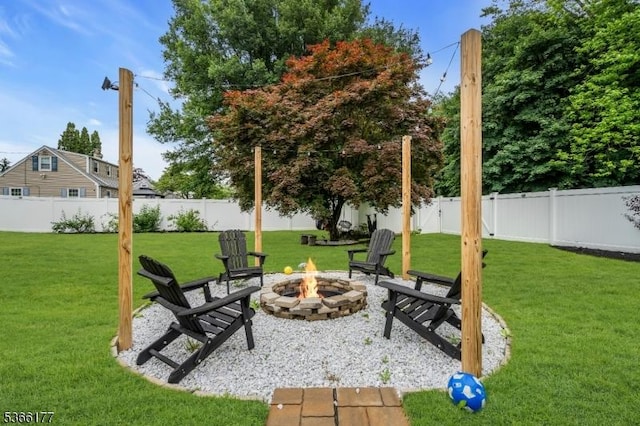 24 Roxbury Dr, Roxbury Twp, NJ 07847 - fenced backyard with an outdoor fire pit