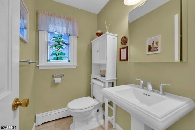 2 Kerry Pl, Mount Olive Twp, NJ 07836 - half bathroom with a baseboard heating unit and tile patterned floors