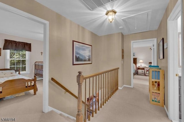 2 Kerry Pl, Mount Olive Twp, NJ 07836 - hall with attic access, light colored carpet, and an upstairs landing