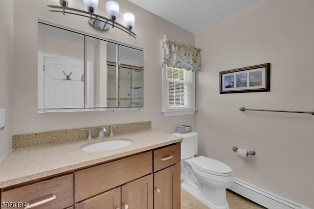 2 Kerry Pl, Mount Olive Twp, NJ 07836 - full bathroom with a baseboard heating unit, vanity, and tile patterned flooring