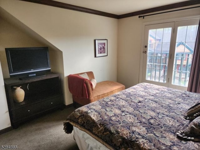 1-23 Pine Cres Unit 23, Vernon Twp, NJ 07462 - bedroom featuring multiple windows, carpet flooring, access to outside, and ornamental molding