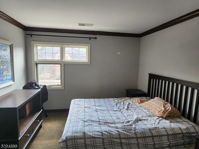 1-23 Pine Cres Unit 23, Vernon Twp, NJ 07462 - bedroom featuring ornamental molding and dark carpet
