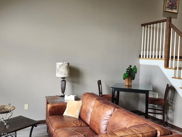1-23 Pine Cres Unit 23, Vernon Twp, NJ 07462 - living area featuring stairway and wood finished floors