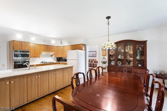 33 Kings Hwy, Washington Twp, NJ 07853 - dining room featuring light wood-style flooring, a chandelier, and rail lighting
