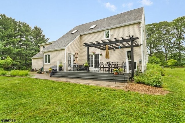33 Kings Hwy, Washington Twp, NJ 07853 - rear view of house featuring a pergola, a yard, and a wooden deck