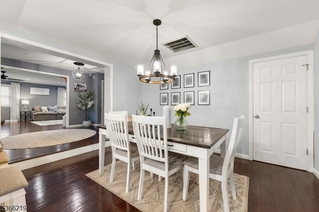 12 Ridge Rd, West Milford Twp, NJ 07480 - dining space with a chandelier and dark wood-style floors