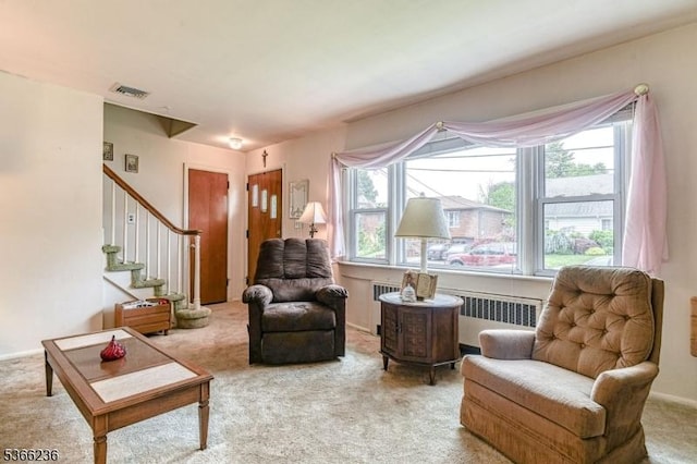 21 Academy Ter, Linden City, NJ 07036 - carpeted living room with radiator and stairs