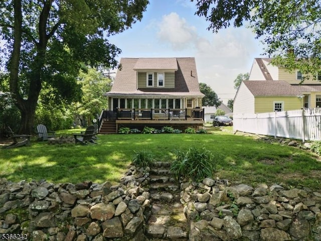 86 Riverside Dr, Denville Twp, NJ 07834 - rear view of house featuring a wooden deck