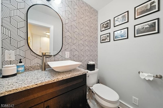 86 Riverside Dr, Denville Twp, NJ 07834 - half bathroom featuring backsplash and vanity