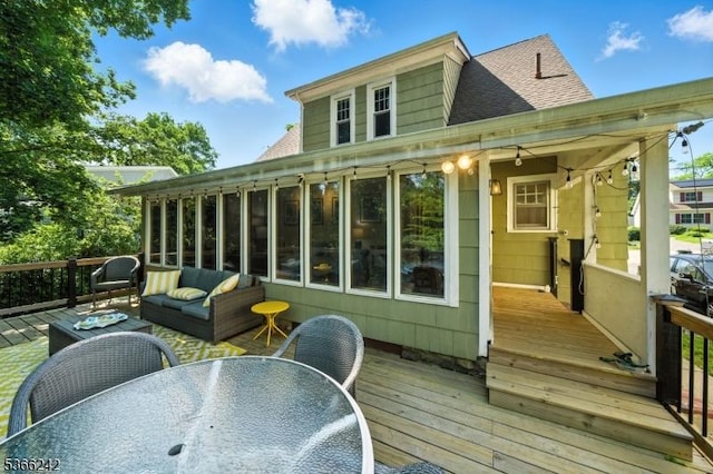 86 Riverside Dr, Denville Twp, NJ 07834 - wooden deck featuring outdoor dining space and an outdoor living space