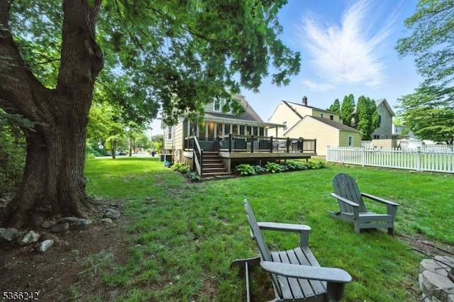 86 Riverside Dr, Denville Twp, NJ 07834 - view of yard featuring a wooden deck and stairway