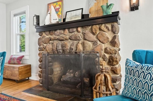86 Riverside Dr, Denville Twp, NJ 07834 - detailed view of wood finished floors and a fireplace