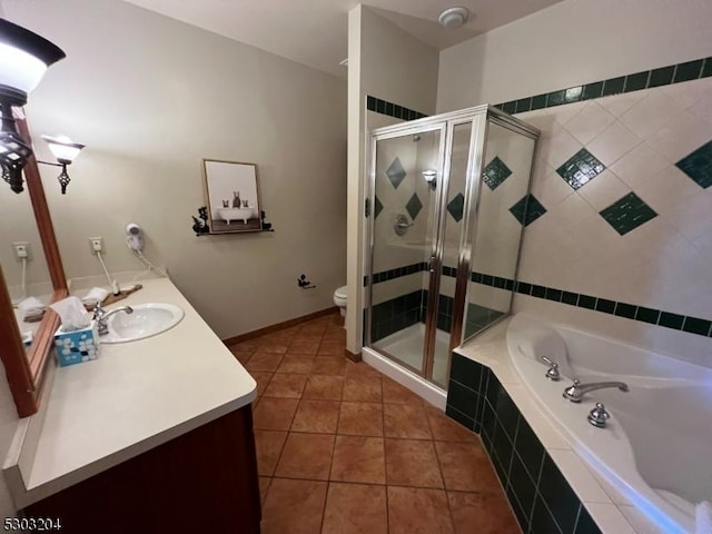 7-11 Maple Cres Unit 11, Vernon Twp, NJ 07462 - full bathroom with vanity, a bath, a shower stall, and tile patterned floors