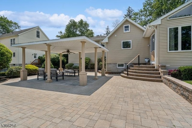 1127 Mountain Ave, Berkeley Heights Twp, NJ 07922 - view of patio / terrace with ceiling fan and entry steps