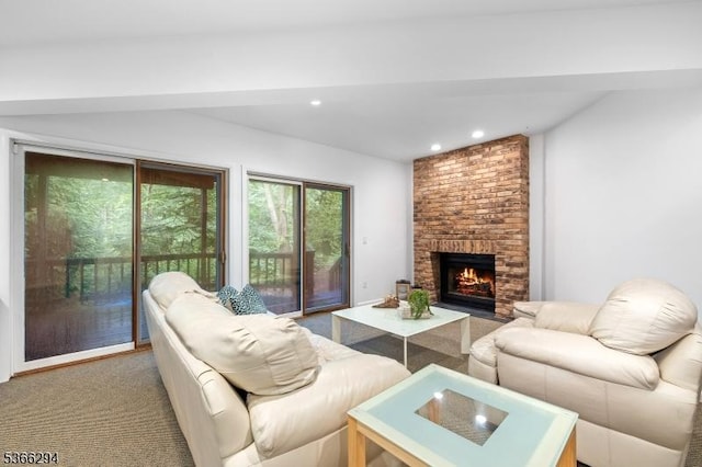 29 Stonegate Dr, Watchung Boro, NJ 07069 - carpeted living area with a fireplace and recessed lighting