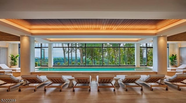 43 Abby Rd, Peapack Gladstone Boro, NJ 07977 - community lobby featuring wooden ceiling