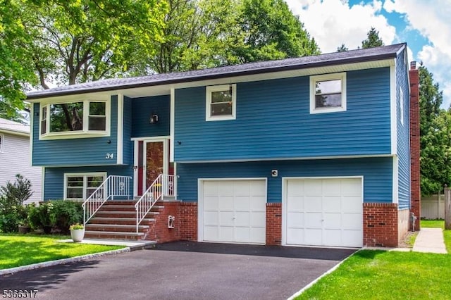 34 Copperfield Rd, Scotch Plains Twp, NJ 07076 - split foyer home with an attached garage, brick siding, and driveway