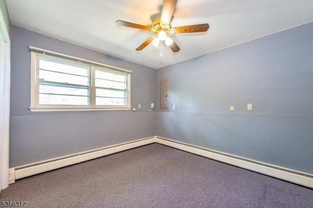 34 Copperfield Rd, Scotch Plains Twp, NJ 07076 - spare room with carpet floors, a ceiling fan, and a baseboard heating unit