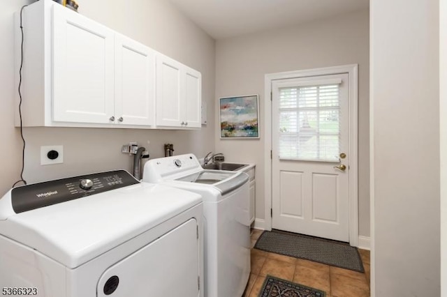 8 Forest Dr, Morris Twp, NJ 07960 - washroom featuring cabinet space, separate washer and dryer, and light tile patterned floors