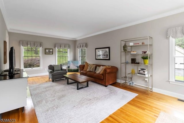 8 Forest Dr, Morris Twp, NJ 07960 - living room featuring wood finished floors and crown molding