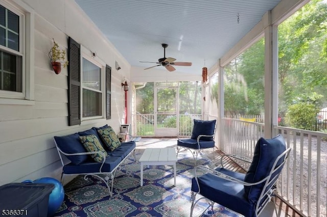 924 Maurice Ave, Rahway City, NJ 07065 - sunroom / solarium featuring ceiling fan and an outdoor hangout area