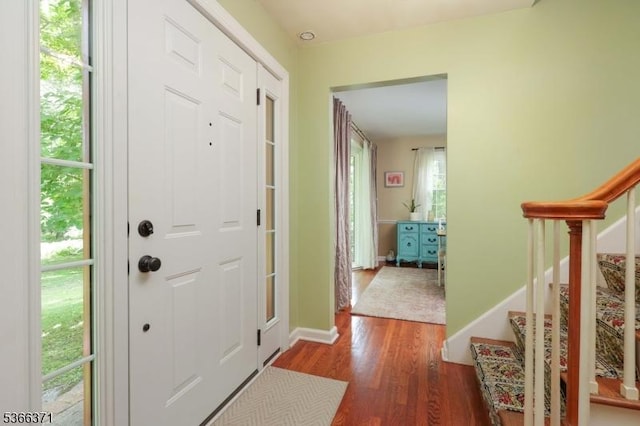 924 Maurice Ave, Rahway City, NJ 07065 - entryway featuring stairway, wood finished floors, and healthy amount of natural light