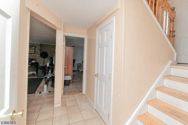 8 Ridge Rd, Independence Twp, NJ 07840 - foyer featuring stairs, a fireplace, and light tile patterned floors