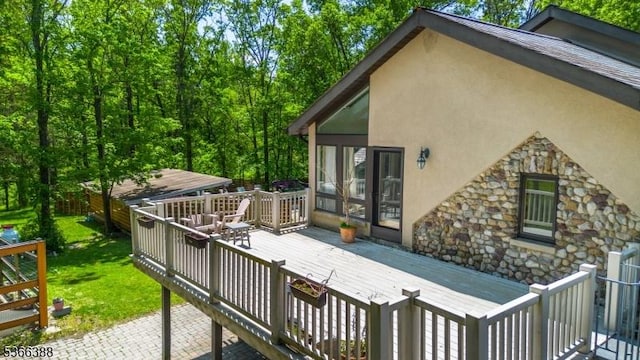 69 Mount Pleasant Rd, Knowlton Twp, NJ 07832 - wooden deck featuring a lawn