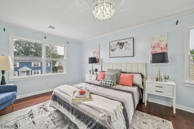 980 Moessner Ave, Union Twp, NJ 07083 - bedroom featuring ornamental molding, wood finished floors, and a chandelier