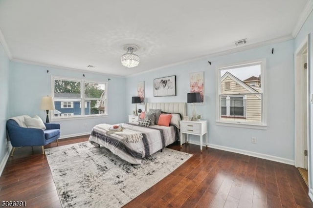 980 Moessner Ave, Union Twp, NJ 07083 - bedroom featuring crown molding, hardwood / wood-style floors, and a chandelier