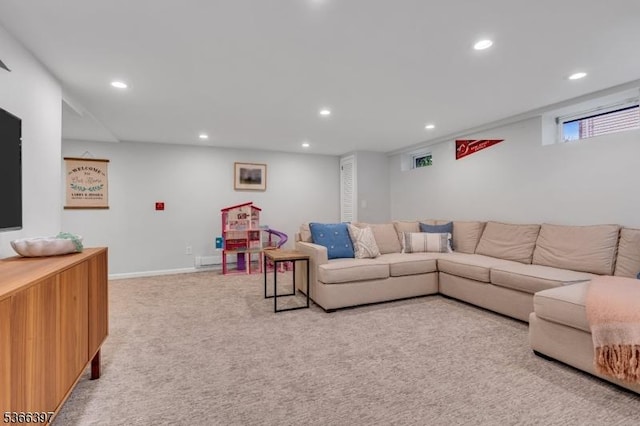 913 Columbus Ave, Westfield Town, NJ 07090 - living room featuring recessed lighting and light carpet