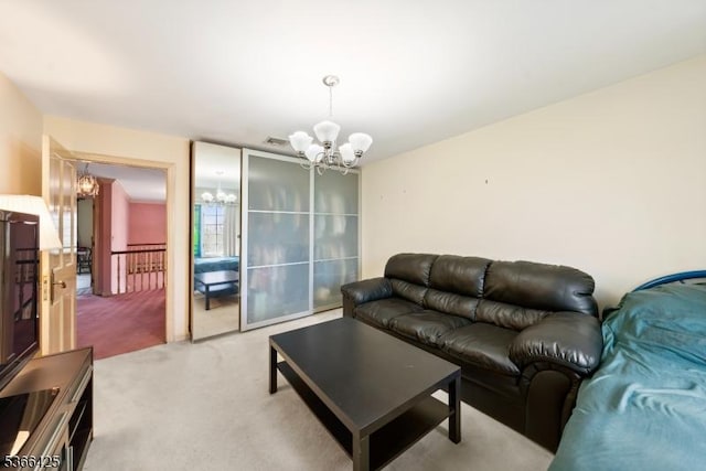 444 Harrison Ave, Lodi Boro, NJ 07644 - living area featuring a chandelier and light carpet