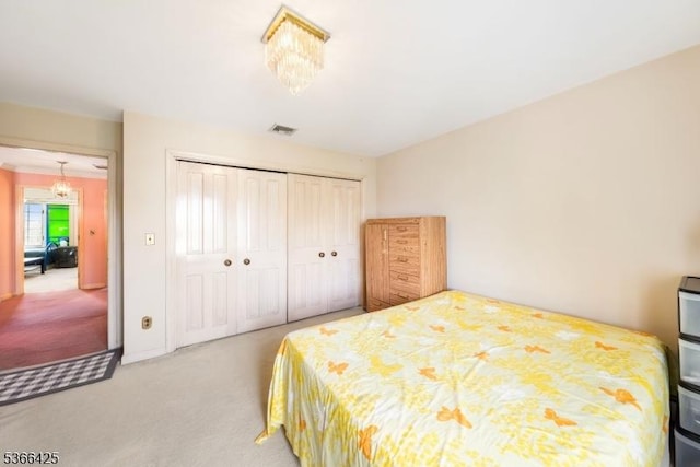 444 Harrison Ave, Lodi Boro, NJ 07644 - carpeted bedroom with a chandelier and a closet