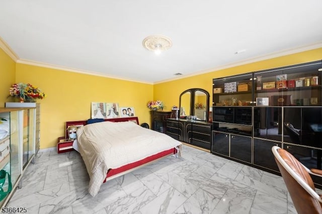 444 Harrison Ave, Lodi Boro, NJ 07644 - bedroom with crown molding and marble look tiles