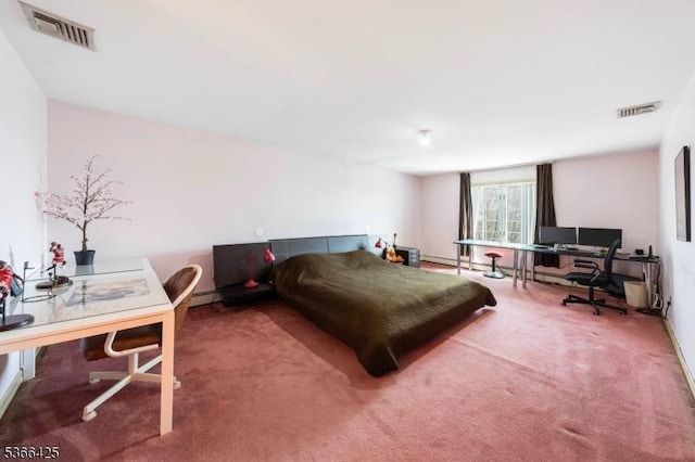 444 Harrison Ave, Lodi Boro, NJ 07644 - carpeted bedroom featuring a desk and a baseboard radiator