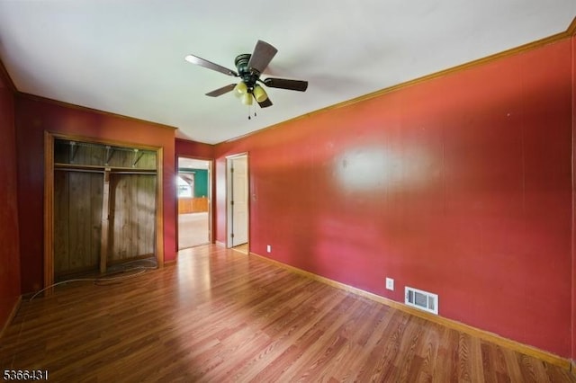 240 Free Union Rd, Liberty Twp, NJ 07838 - unfurnished bedroom featuring wood finished floors, a closet, and ceiling fan