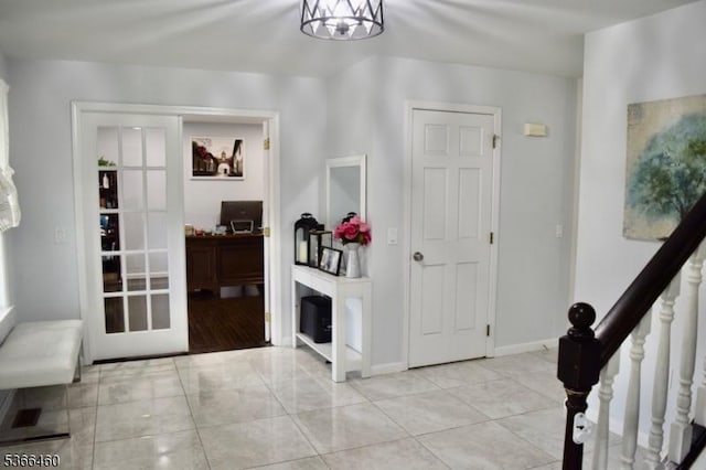 710 County Road 513, Alexandria Twp, NJ 08867 - foyer with stairway and french doors
