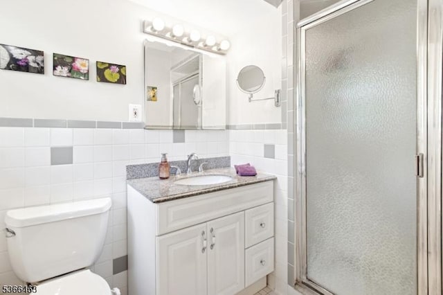 10 Cross Way, New Providence Boro, NJ 07974 - full bath featuring tile walls, vanity, a stall shower, and a wainscoted wall
