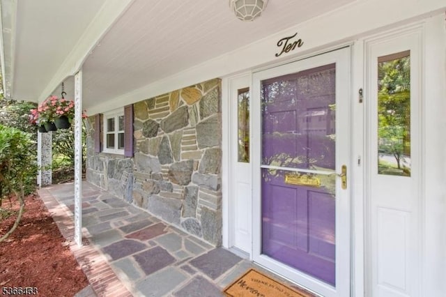 10 Cross Way, New Providence Boro, NJ 07974 - view of exterior entry featuring stone siding and covered porch