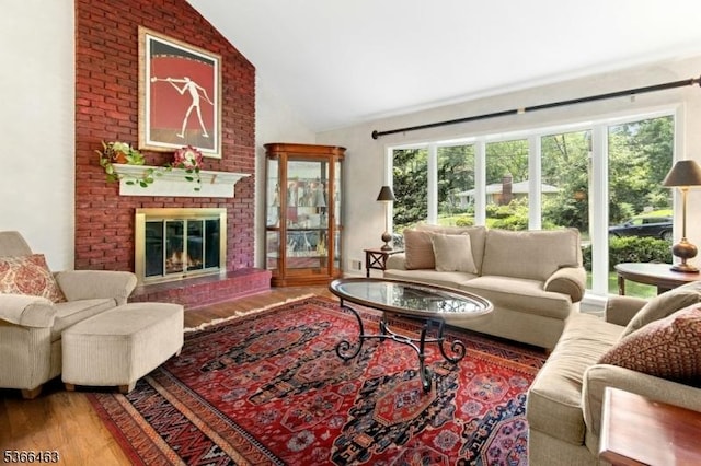 10 Cross Way, New Providence Boro, NJ 07974 - living room with wood finished floors, high vaulted ceiling, and a fireplace