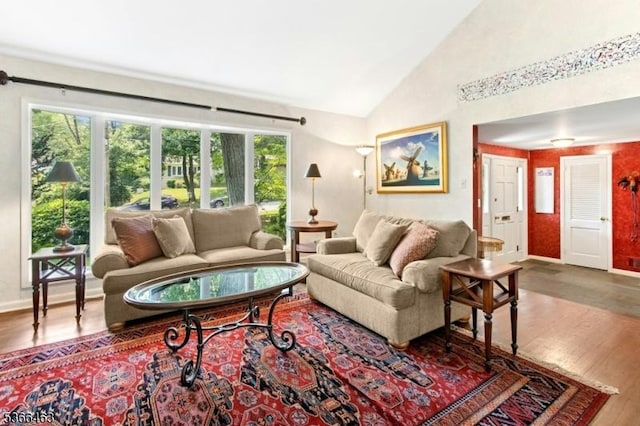 10 Cross Way, New Providence Boro, NJ 07974 - living room featuring wood finished floors, healthy amount of natural light, and high vaulted ceiling